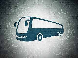 Image showing Tourism concept: Bus on Digital Data Paper background