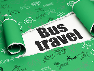 Image showing Travel concept: black text Bus Travel under the piece of  torn paper