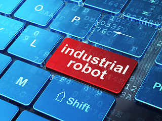 Image showing Manufacuring concept: Industrial Robot on computer keyboard background