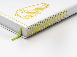 Image showing Vacation concept: closed book, Bus on white background