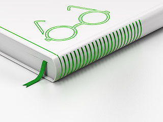 Image showing Learning concept: closed book, Glasses on white background