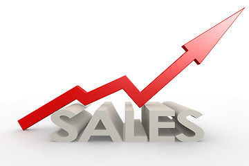 Image showing Red upward arrow with sales word