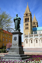 Image showing Statue of Ignac Szepesy and Basilica of St. Peter & St. Paul, Pe