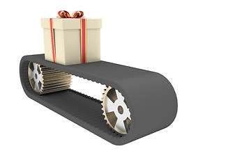 Image showing conveyer belt and gift