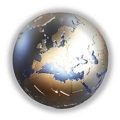 Image showing Europe on golden metallic Earth