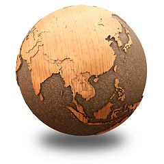 Image showing Southeast Asia on wooden planet Earth