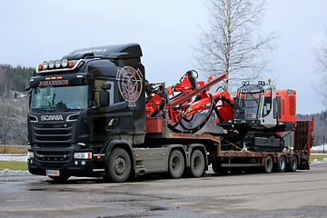 Image showing Scania Semi Hauls Sandvik Ranger Drill Rig