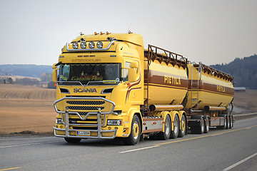 Image showing Customized Yelllow Scania Tank Truck