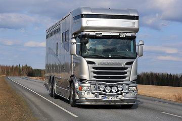 Image showing New Scania Horsebox Truck on the Road