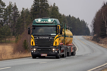 Image showing Colorful Scania R500 High Beam Lights on the Road