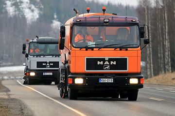 Image showing Two MAN Sweeper Trucks Close Up