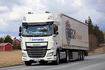 Image showing White DAF Semi Truck on Rural Highway