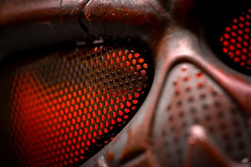 Image showing Steel mask covered with rust closeup