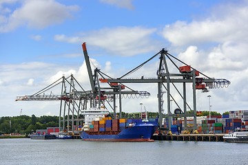 Image showing Large oil tanker in canal