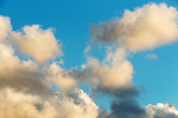 Image showing White clouds on evening blue sky