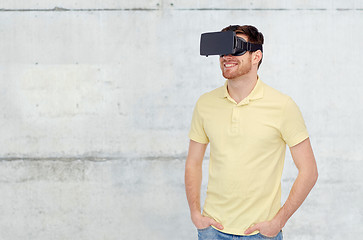 Image showing happy man in virtual reality headset or 3d glasses