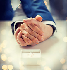 Image showing close up of male gay couple and wedding rings