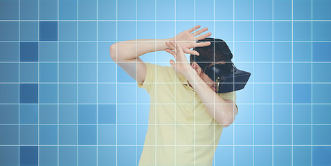 Image showing man in virtual reality headset or 3d glasses