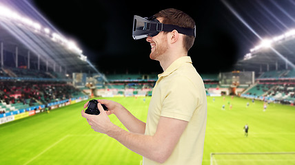 Image showing man in virtual reality headset over football field