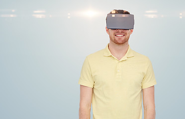 Image showing happy man in virtual reality headset or 3d glasses