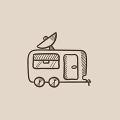 Image showing Caravan with satellite dish sketch icon.