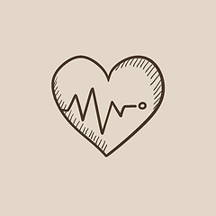 Image showing Heart with cardiogram sketch icon.