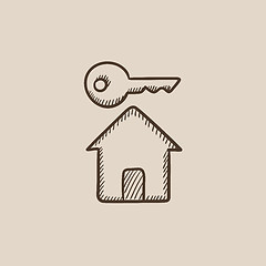 Image showing Key for house sketch icon.