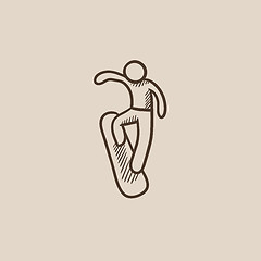 Image showing Man snowboarding sketch icon.