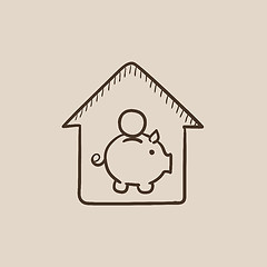Image showing House savings sketch icon.
