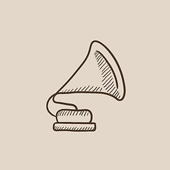 Image showing Gramophone sketch icon.