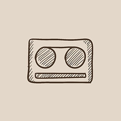 Image showing Cassette tape sketch icon.