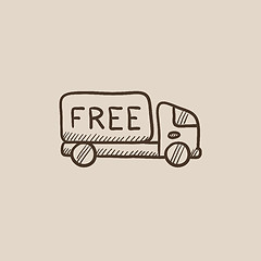 Image showing Free delivery truck sketch icon.