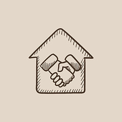 Image showing Handshake and successful real estate transaction sketch icon.