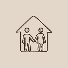 Image showing Family house sketch icon.