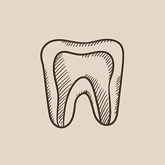 Image showing Molar tooth sketch icon.