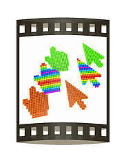 Image showing Set of Link selection computer mouse cursor on white background. The film strip