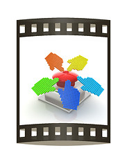 Image showing Emergency Button 3d icon. The film strip