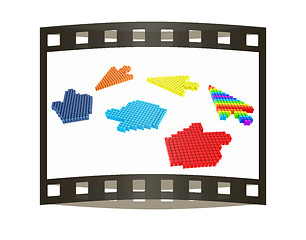 Image showing Set of Link selection computer mouse cursor on white background. The film strip