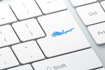 Image showing Tourism concept: Airplane on computer keyboard background