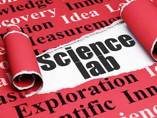 Image showing Science concept: black text Science Lab under the piece of  torn paper