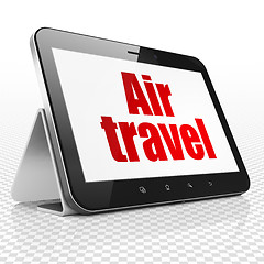 Image showing Travel concept: Tablet Computer with Air Travel on display