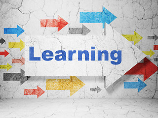Image showing Learning concept: arrow with Learning on grunge wall background