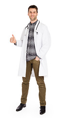 Image showing Happy male doctor showing thumb up