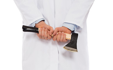 Image showing Evil medic holding a small axe