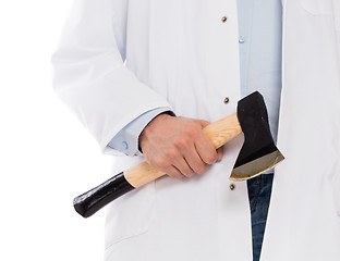 Image showing Evil medic holding a small axe