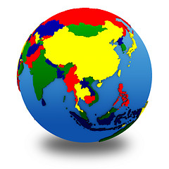 Image showing Asia on political model of Earth