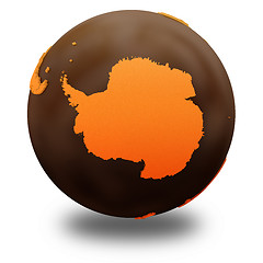 Image showing Antarctica on chocolate Earth