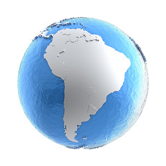 Image showing South America on silver Earth