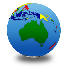 Image showing Australia on political model of Earth