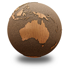 Image showing Australia on wooden planet Earth